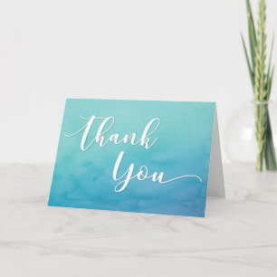 Teal & Blue Ombre Watercolor Thank You Note, 5