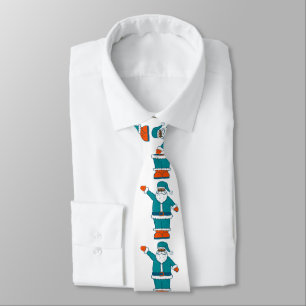 teal blue orange christmas black santa claus tie