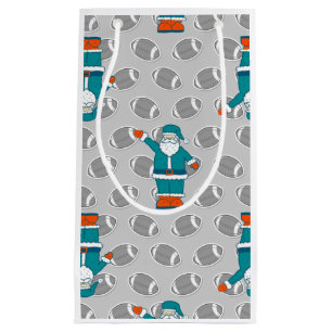teal blue orange christmas santa claus basketball small gift bag