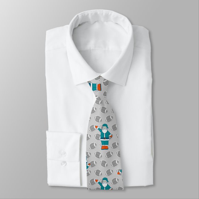 teal blue orange christmas santa claus basketball tie (Tied)