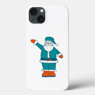 teal blue orange christmas santa claus iPhone 13 case