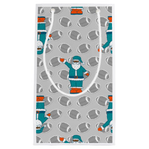 teal blue orange xmas black santa claus basketball small gift bag