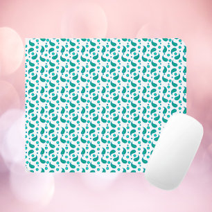 Teal Blue Paisley Floral Seamless Pattern Mouse Pad