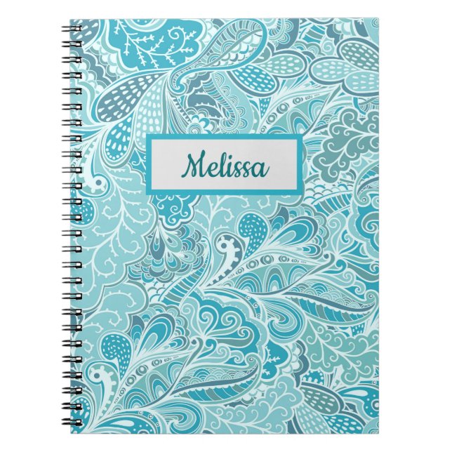 Teal Blue & Paisley Notebook (Front)