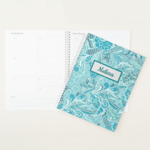 Teal Blue Paisley Planner