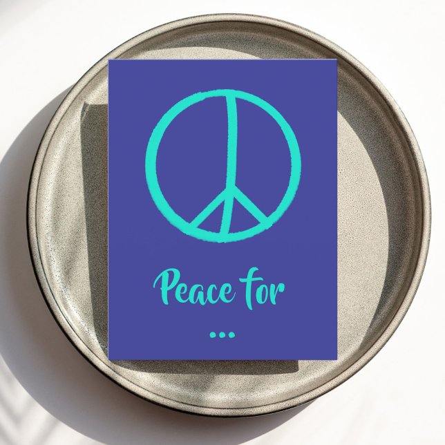 Teal Blue Peace Sign Postcard - Customisable (Creator Uploaded)