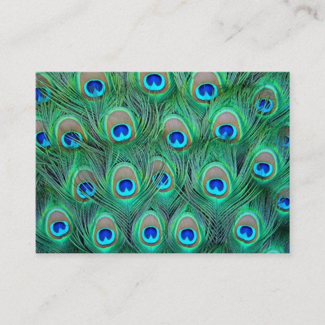 Teal Blue Peacock Business Cards (Front)