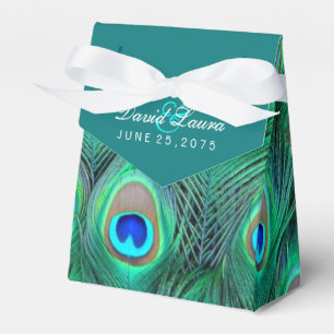 Teal Blue Peacock Wedding Favour Box