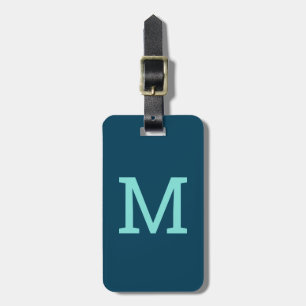 Teal Blue Personalised Initial Luggage Tag