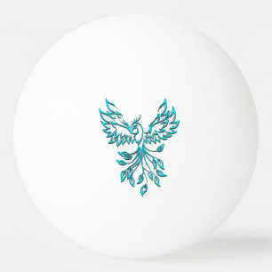 Teal Blue Phoenix Rises   Ping Pong Ball
