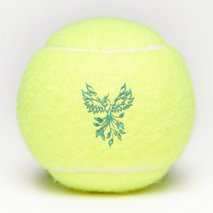 Teal Blue Phoenix Rises Tennis Balls