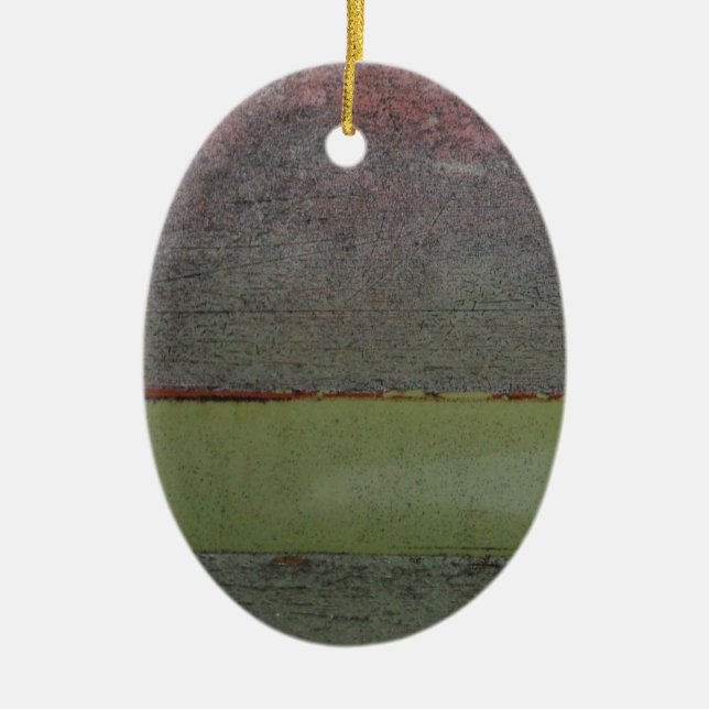 Teal Blue  Pink Green rusted Ceramic Tree Decoration (Front)