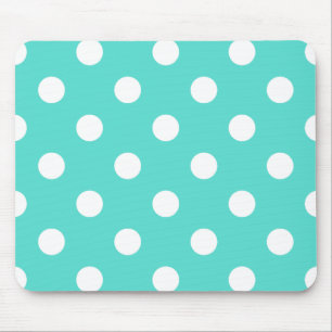Teal Blue Polka Dot Pattern Mouse Pad