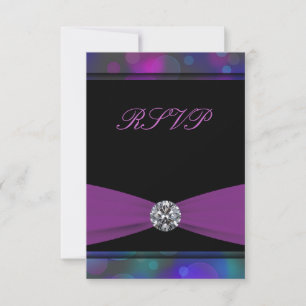 Teal Blue Purple Quinceanera RSVP Card