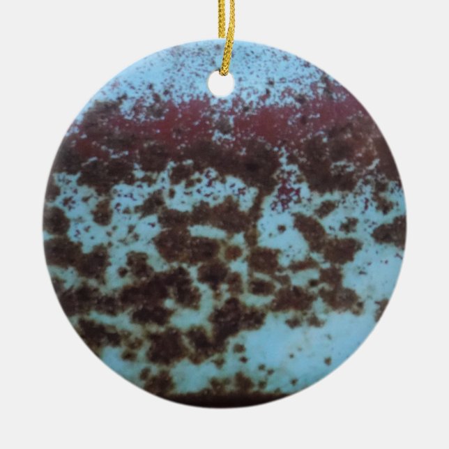 Teal Blue & Purple Rusted background Ceramic Tree Decoration (Front)