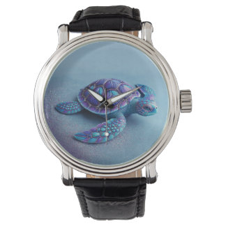 Teal Blue Purple Turtle Colorful Sea Turtle Watch