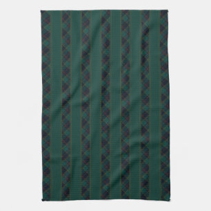 Teal, Blue, Red & Gold Plaid Stripes Tea Towel