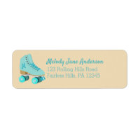 Teal Blue Retro Quad Roller Skate Return Address
