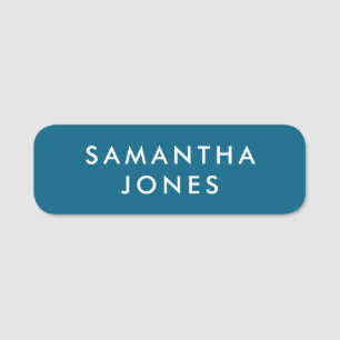 Teal Blue Retro Vintage Minimalist Modern Name Tag