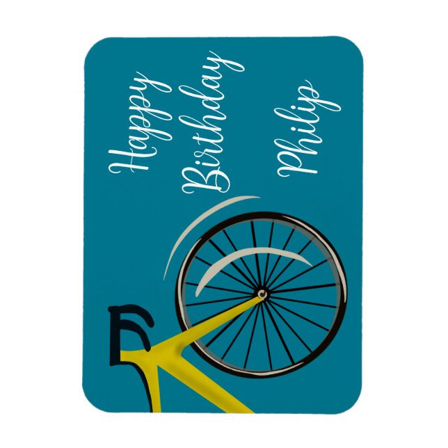 Teal Blue Road Bike cyclist Birthday Card Magnet (Vertical)