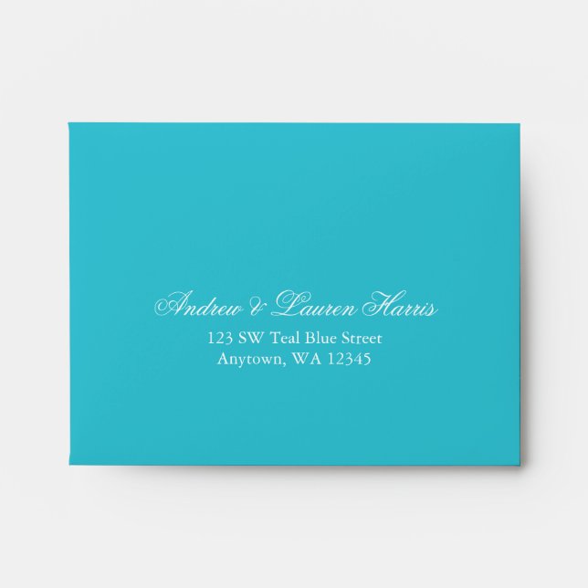Teal Blue RSVP Return Address A2 Envelopes (Front)