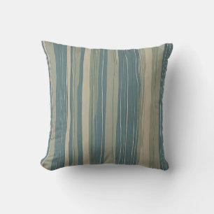 Teal Blue Sage and Beige Stripes Cushion