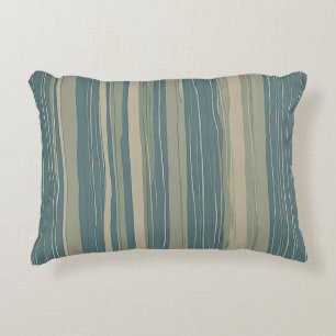Teal Blue Sage and Beige Stripes Decorative Cushion