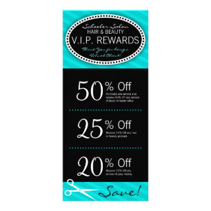 Teal Blue Salon Coupons Rack Card