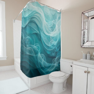 Teal Blue Sea Sky Swirly Dreamy Shower Curtain