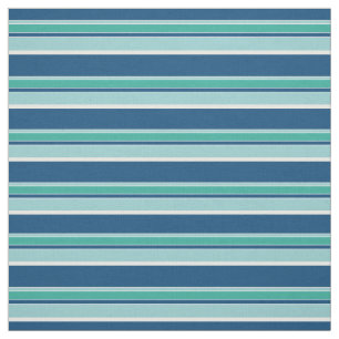 Teal Blue Seafoam Green Stripes Pattern Fabric