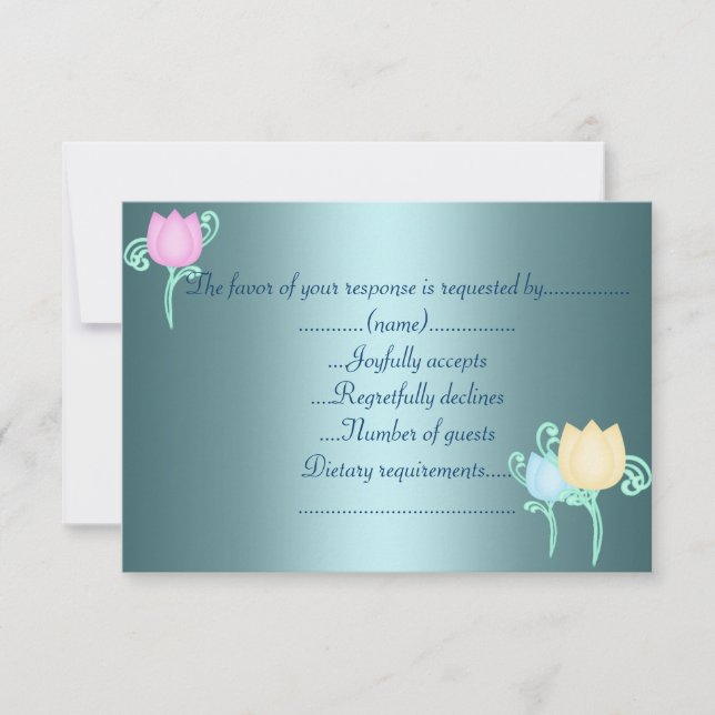 teal blue shimmer rsvp card (Front)