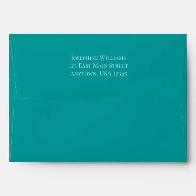 Teal Blue Simple A7 5x7 Return Address Envelope (Back (Top Flap))