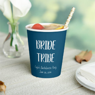 Teal Blue Simple Colour Wedding Bride Tribe Paper Cups