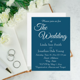 Teal Blue Simple Style Wedding Invitation