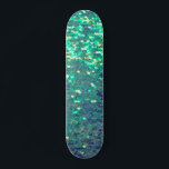 teal blue simulated sequin skateboard<br><div class="desc">faux sequin skateboard</div>