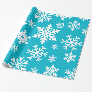 Teal Blue Snowflakes Christmas Holiday Gift Wrap