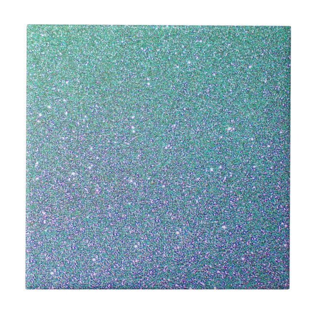 Teal Blue Sparkle Glitter Texture Pattern Tile (Front)