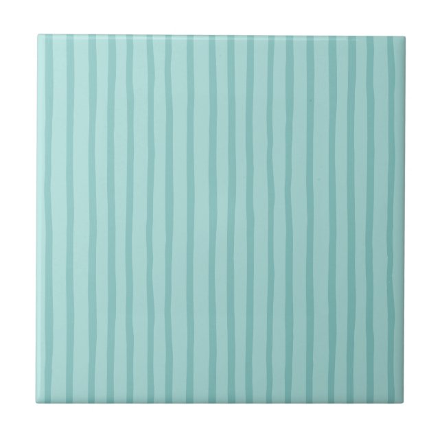 Teal Blue Stripes Tile (Front)