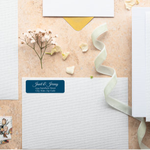 Teal Blue Stylised Name Wedding Return Address
