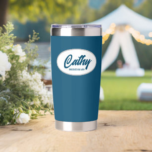 Teal Blue Stylised Wedding Bridesmaid Insulated Tumbler
