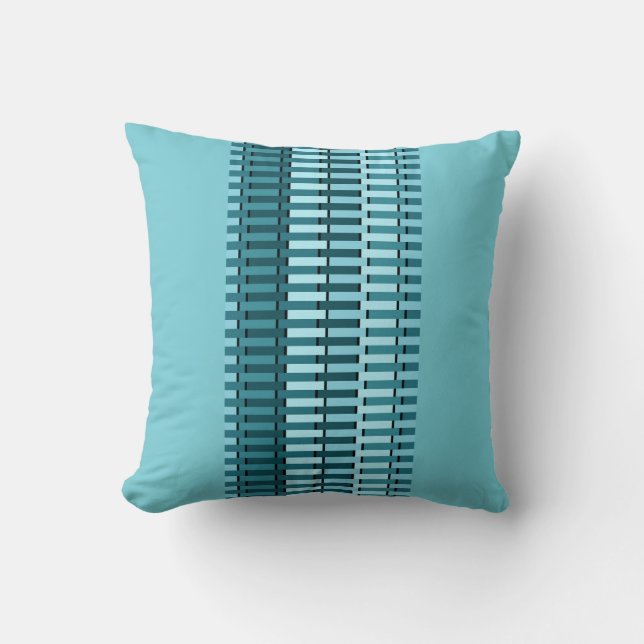 Teal Blue Stylish Modern Abstract Stripe Pattern Cushion (Front)