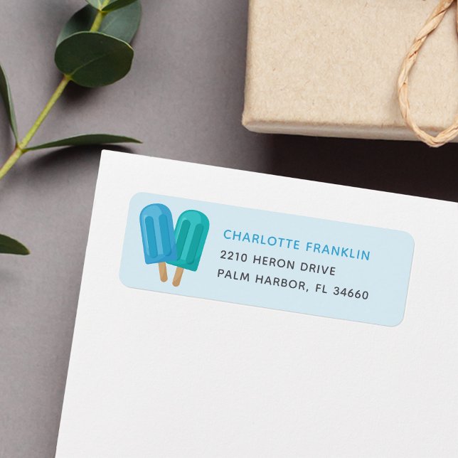 Teal & Blue Summer Popsicle Return Address (Creator Uploaded)