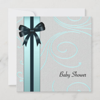 Teal Blue Swirls Baby Shower Invitation