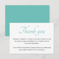 Teal Blue Thank You Funeral Memorial Service