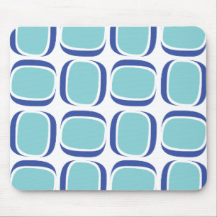 Teal Blue Tilted Box Pattern Mouse Pad