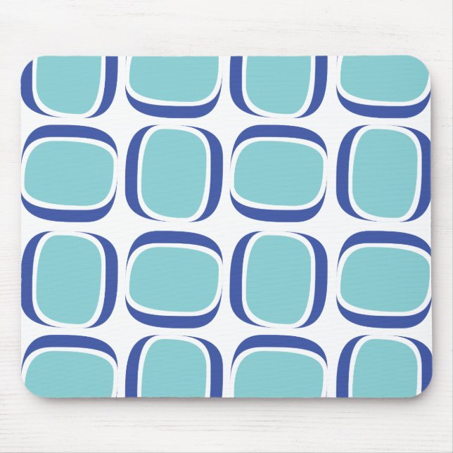 Teal Blue Tilted Box Pattern Mouse Pad (Front)
