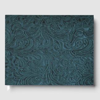 Teal Blue Tooled Leather (Faux) Guest Book