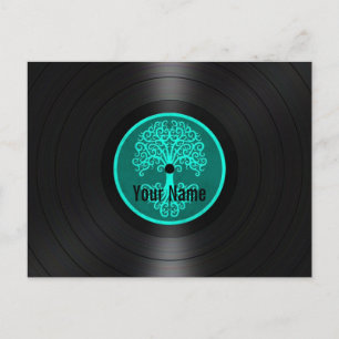 Teal Blue Tree of Life Personalised Vinyl Record Postcard