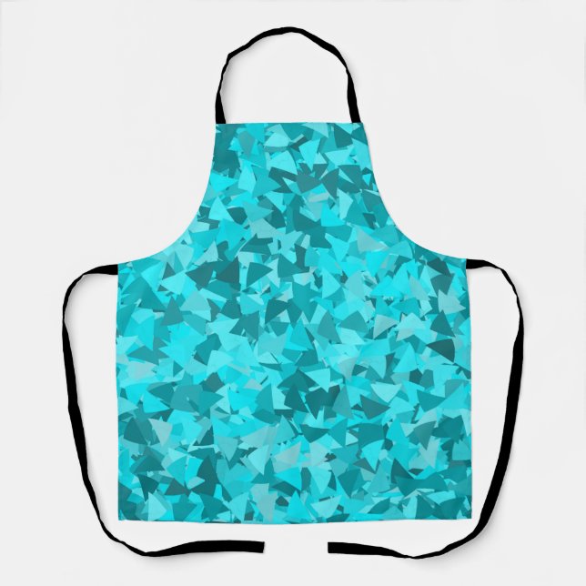 Teal Blue Triangle Pattern Apron (Front)