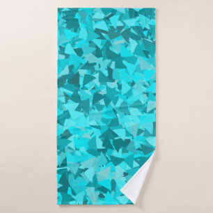 Teal Blue Triangle Pattern Bath Towel